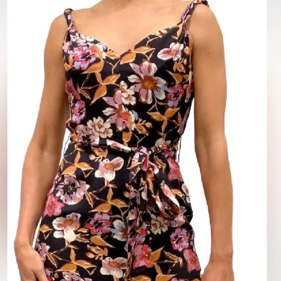 Sam Edelman Black Maxi Dress with Pink and Orange Floral